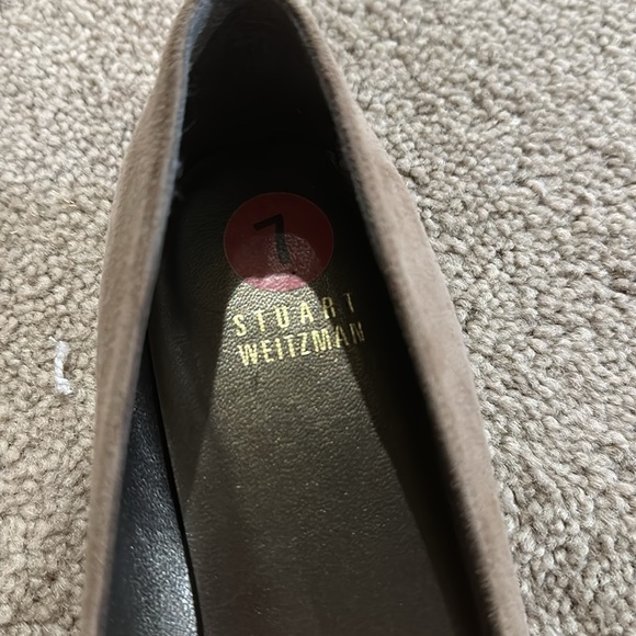 STUART WEITZMAN Tan Suede Sparkle Bow Flat 7 - Picture 2 of 5